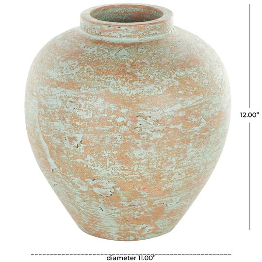 Brown Ceramic Antique Style Textured Patina Vase